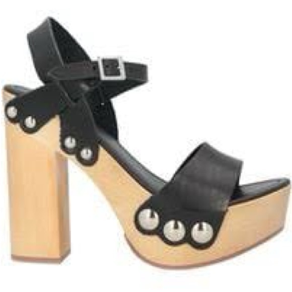 Black Leather Platform Sandals - Picture 1 of 14